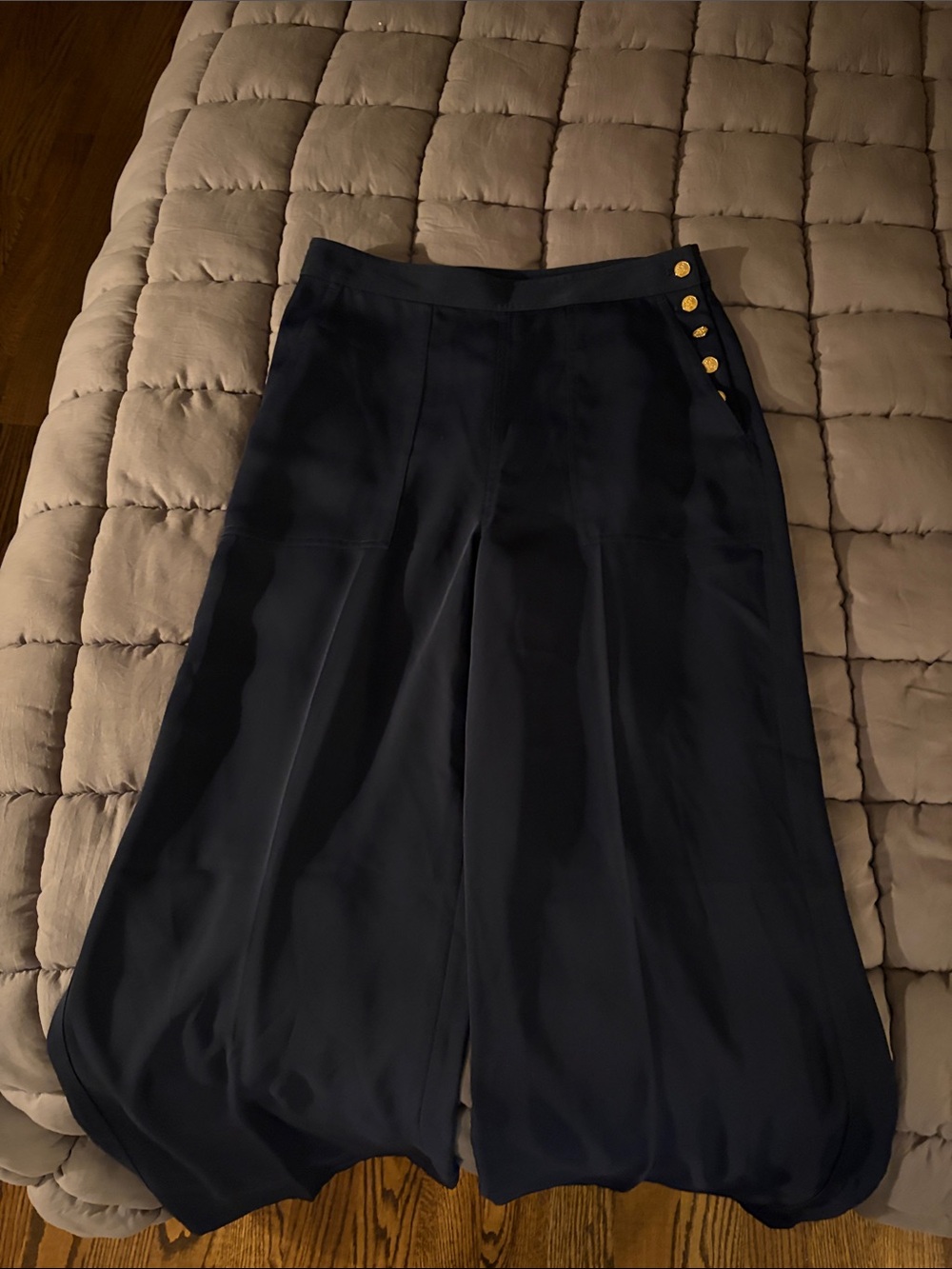 Polo by Ralph Lauren Navy Wide-Leg Pants with Gold Buttons